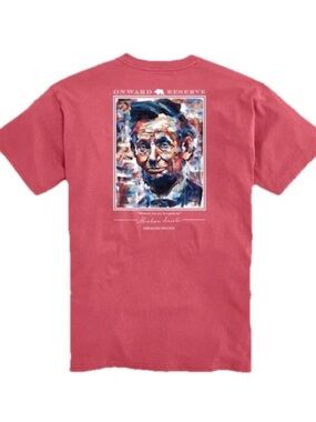 NWT Onward Reserve Abraham Lincoln Pocket Tee Washed Salmon Cotton Unisex